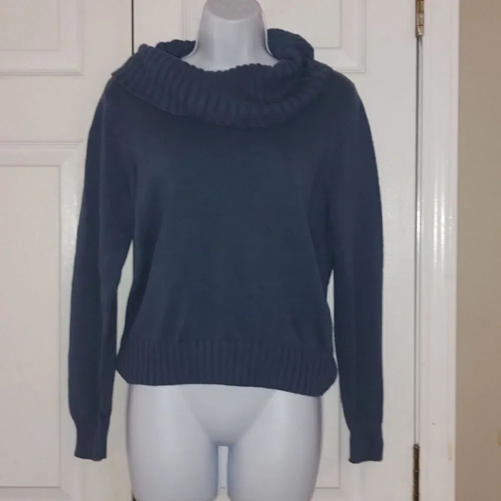 Jeanne Pierre Petite cobalt blue cowl neck sweater Sz MP EUC